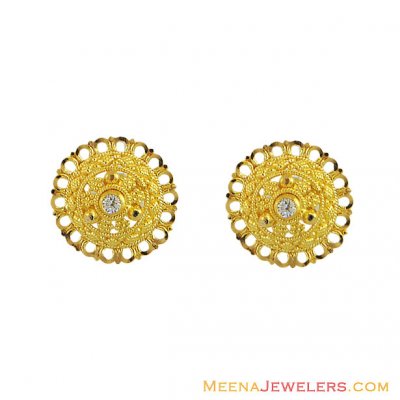 22K Gold Tops With Cz - ErGt12009 - 22Kt Gold Tops with nice filigree ...