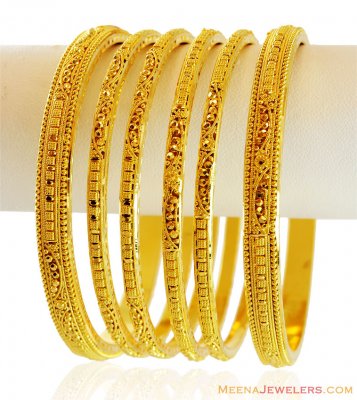 22k Gold Bangles Set(6 Pc) ( Set of Bangles )