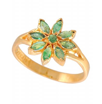 Gold Ring with Emerald ( Ladies Rings with Precious Stones )