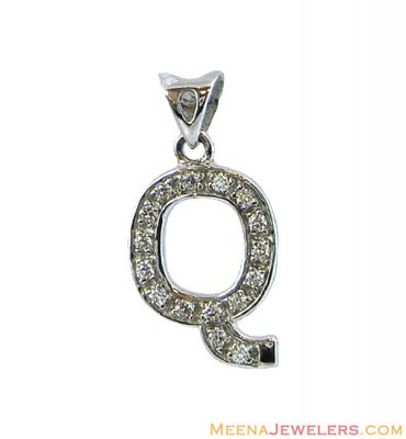 White Gold Initial (Q) Pendant 18K ( Initial Pendants )