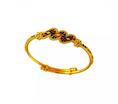 22Kt Gold Meenakari Baby Kadas 1pc ( Baby Bangles )