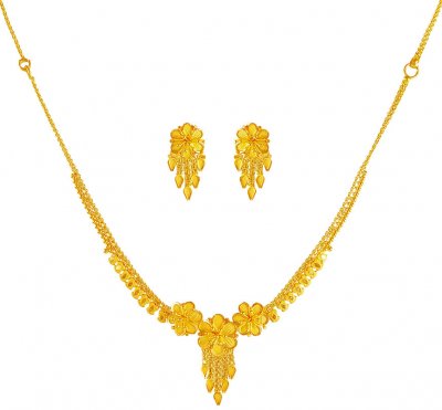 22Kt Gold Necklace Earring Set ( Light Sets )