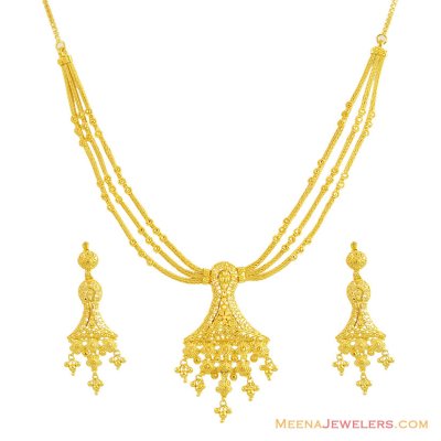 22K Layered Chain Necklace Set ( Light Sets )