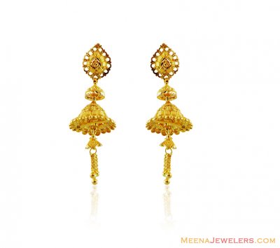 22K 2 layered Chandelier Earrings ( 22Kt Gold Fancy Earrings )