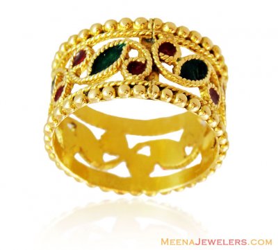 22k Gold Ladies Meenakari Band  ( Ladies Gold Ring )