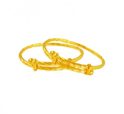 22 Karat Gold Kids Kada (Pair) ( Baby Bangles )