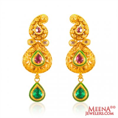 22KT Gold Antique Earrings ( 22Kt Gold Fancy Earrings )