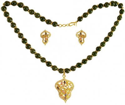 22K Gold  Necklace set ( Precious Stone Sets )