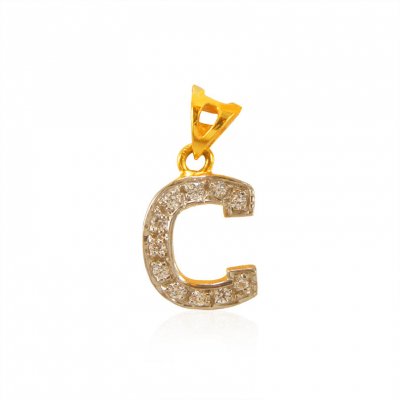 22Kt Gold Pendant with Initial(C) ( Initial Pendants )