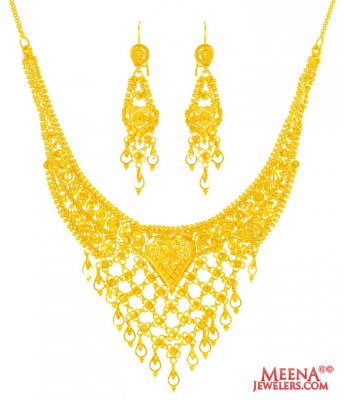 22Kt Gold Necklace Earring Set ( 22 Kt Gold Sets )