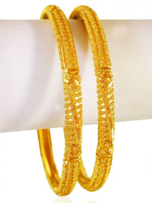 22kt Gold Pipe Style Bangles (2pcs) ( Gold Bangles )