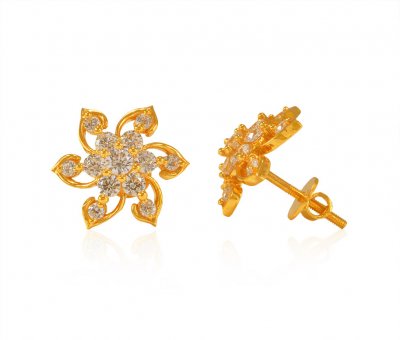 Gold Tops with CZ (22 Karat) ( Signity Earrings )