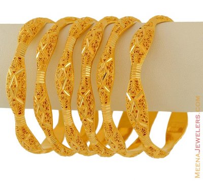 22K Gold Bangles (Set of 6) ( Set of Bangles )