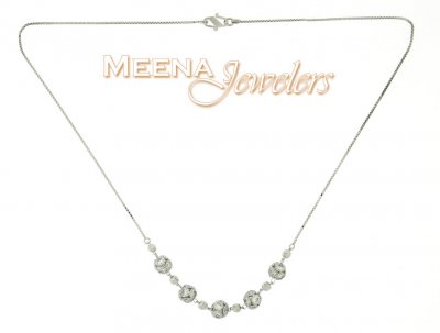 22kt white Gold Chain (Necklace) with CZ ( Necklace with Stones )
