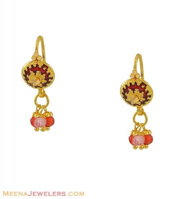 22k Meenakari Earrings ( 22Kt Gold Fancy Earrings )