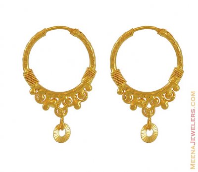 Gold Hoops with Dangling ( Hoop Earrings )