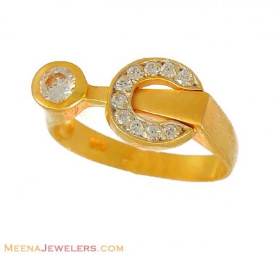 22K Gold CZ Ring ( Ladies Signity Rings )