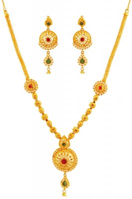 22k Gold Designer Necklace Set ( Gold Designer Sets )