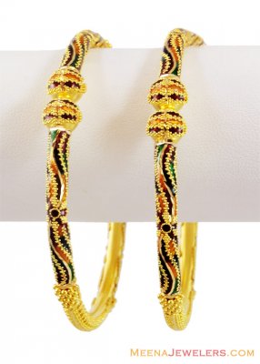 22k Meenakari Pipe kada(Pair) ( Kadas )