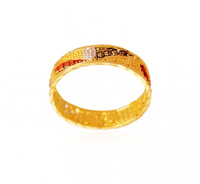 22K Three Tone Band ( Ladies Gold Ring )