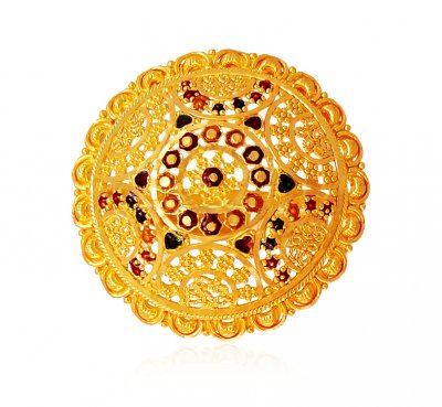 22K Meenakari Circle Ring  ( Ladies Gold Ring )