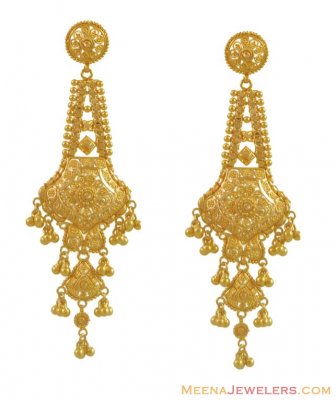 Indian Filigree Earrings (22 Karat) ( Long Earrings )