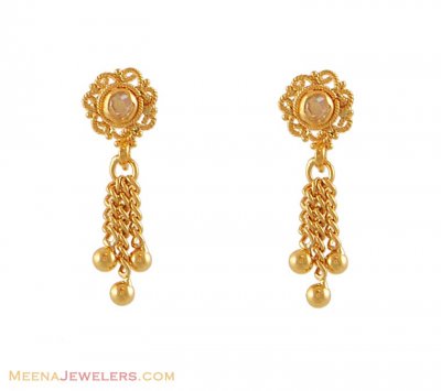 22Kt Gold Earrings with Stone - ErGt4977 - 22Kt Gold Earring Tops with ...