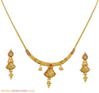 Two tone Necklace Set (22K) ( Light Sets )