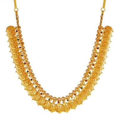 22k Uncut Diamond Kasu Necklace ( Diamond Necklace Sets )