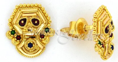 22 Kt Gold Earrings (Meenakari) ( 22 Kt Gold Tops )