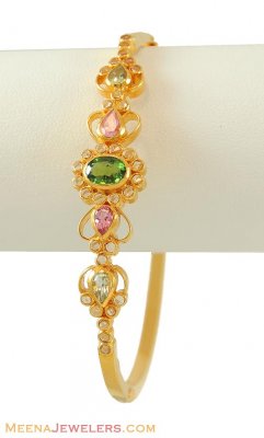 Gold Bangles with colored CZ ( Stone Bangles )