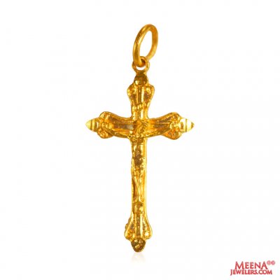 22kt Gold Cross Jesus  Pendant  ( Jesus Cross Pendants )