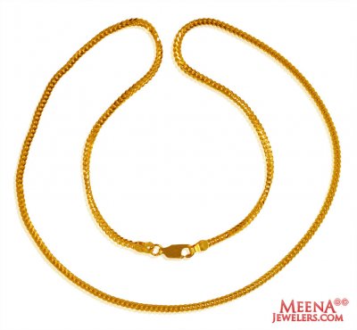 22k Gold Fox Tail Chain 18In ( Plain Gold Chains )