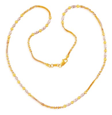 22K Gold Designer Beads Chain 18In ( 22Kt Gold Fancy Chains )