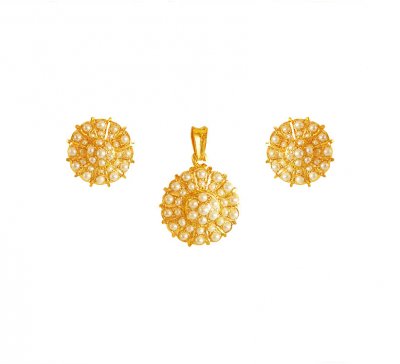 22K Pearl Pendant Set ( Precious Stone Pendant Sets )