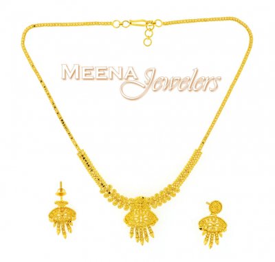 22K Yellow Gold Three Piece Necklace Set ( Light Sets )