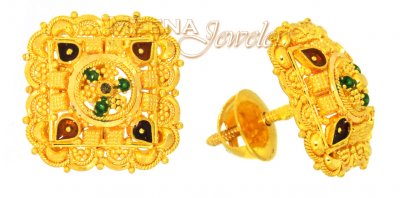 22Karat Gold Earrings with Filigree  ( 22 Kt Gold Tops )