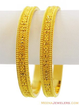 22k Designer Filigree Kadas (Pair) ( Gold Bangles )