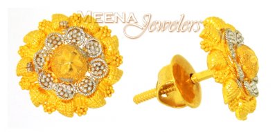 22Karat Gold Earrings with Filigree  ( 22 Kt Gold Tops )