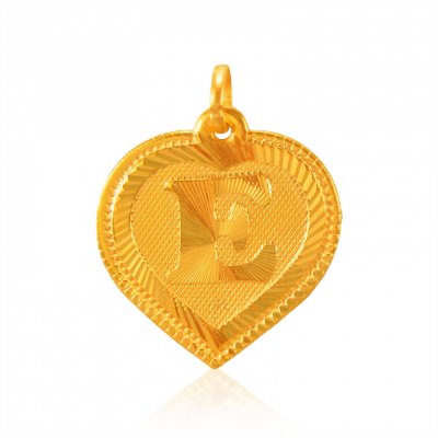 22k Gold Pendant with Initial (E) ( Initial Pendants )