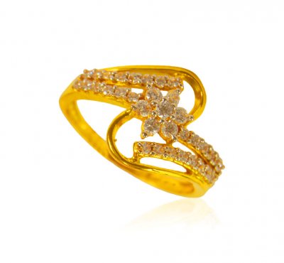 22K Gold Fancy Floral Ring ( Ladies Signity Rings )
