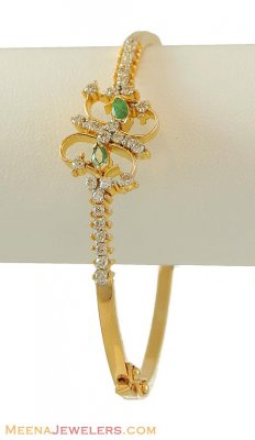 Gold Bracelet with Diamond, Emeralds ( Diamond Bangles )