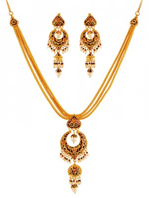 Meenakari 22K Chand Bali Set ( 22 Kt Gold Sets )