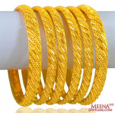 22 Kt Gold Bangles Set 6pcs ( Set of Bangles )