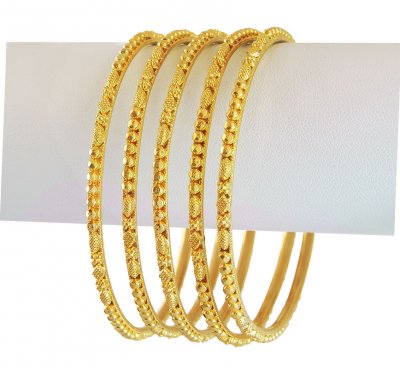 22k Gold Filigree Bangles (5 Pcs) ( Set of Bangles )