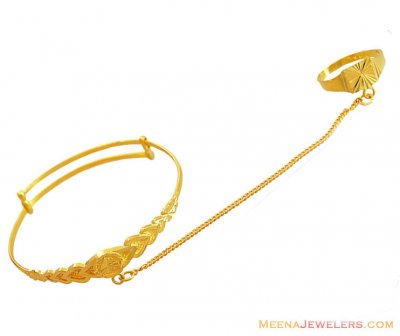 Kids Gold Kada with Ring 22k  ( 22Kt Baby Bracelets )