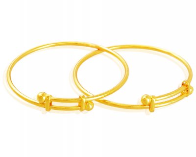 22K Adjustable Kids Kada (2PCs) ( Baby Bangles )