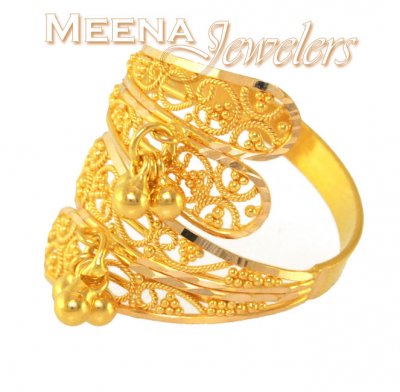 22K Ladies Filigree Designer Ring ( Ladies Gold Ring )