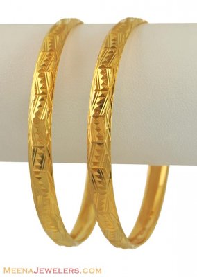 22K Machine Gold Bangles (2 Pcs) ( Gold Bangles )