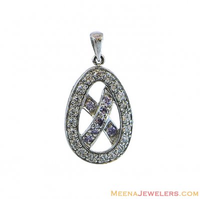 18K White Gold Oval Fancy Pendant ( Fancy Pendants )